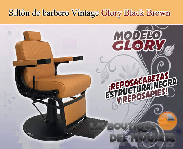Sillón Barbero hidráulico reclinable y giratorio con reposabrazos Modelo Glory