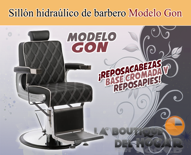 Sillón Barbero hidráulico reclinable y giratorio con reposabrazos Modelo Gon