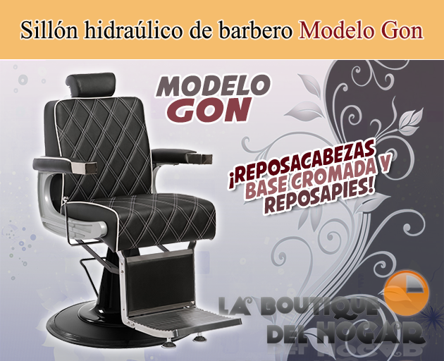 Sillón Barbero hidráulico reclinable y giratorio con reposabrazos Modelo Gon