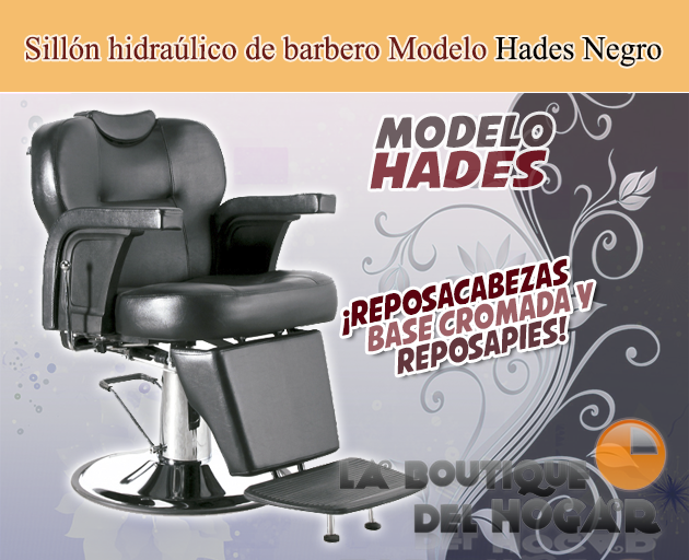 Sillón Barbero hidráulico reclinable y giratorio con reposabrazos Modelo Tritón S76N