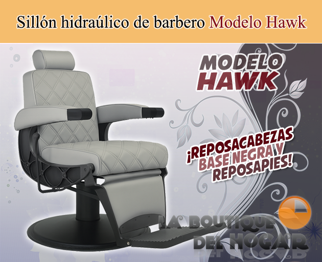 Sillón Barbero hidráulico reclinable y giratorio con reposabrazos Modelo Hawk