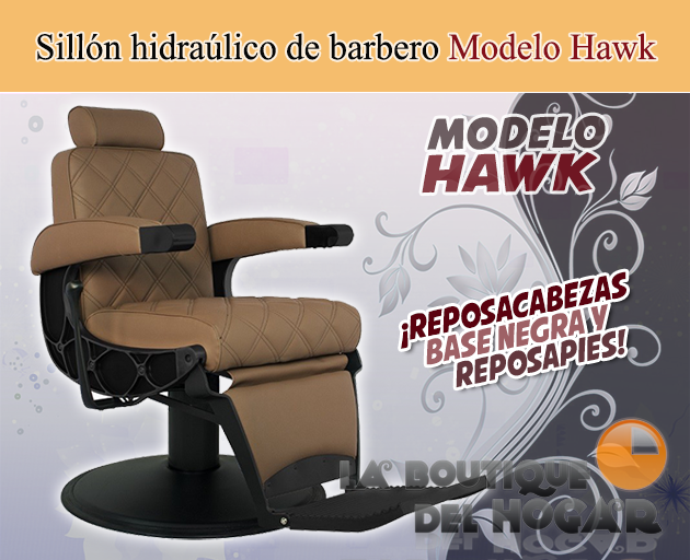Sillón Barbero hidráulico reclinable y giratorio con reposabrazos Modelo Hawk