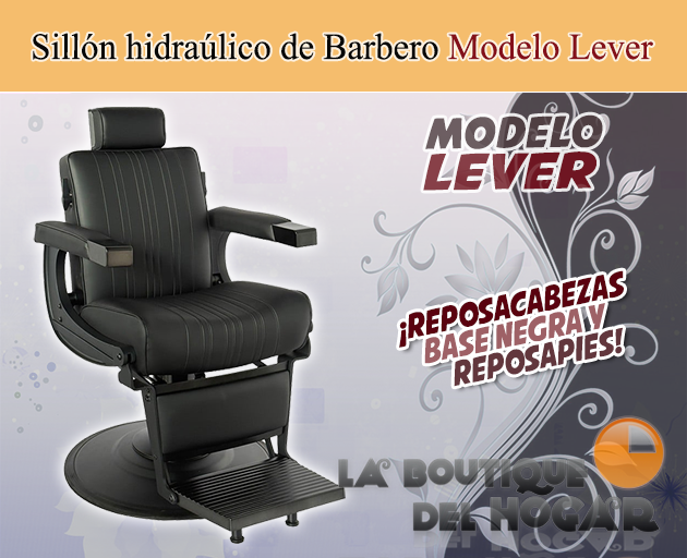 Sillón Barbero hidráulico reclinable y giratorio con reposabrazos Modelo Lever