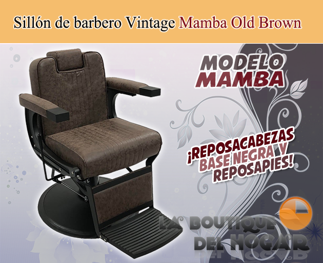 Sillón Barbero hidráulico reclinable y giratorio con reposabrazos Modelo Mamba
