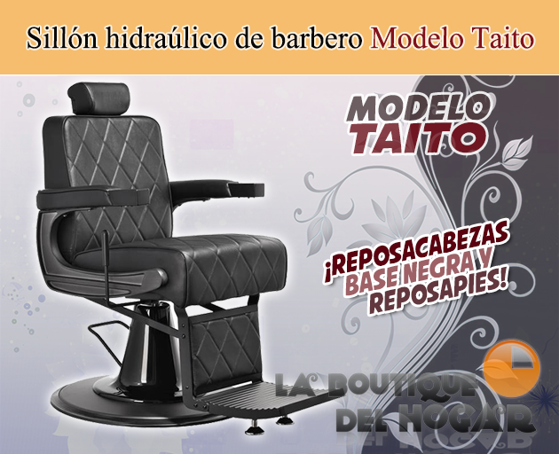 Sillón Barbero hidráulico reclinable y giratorio con reposabrazos Modelo Taito