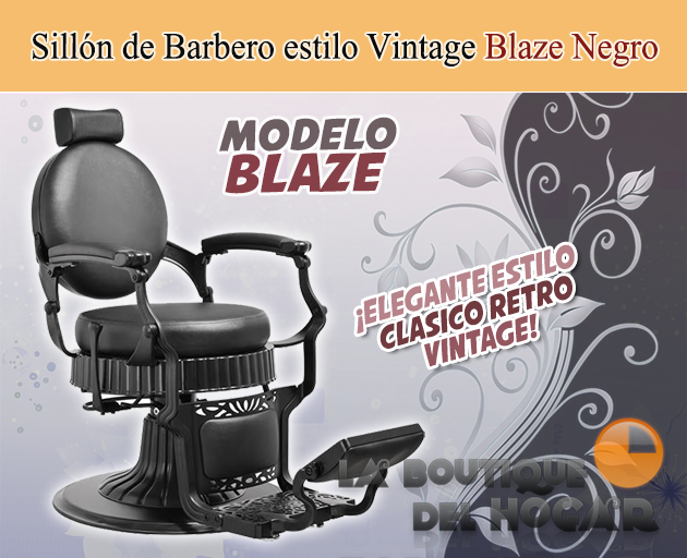 Sillón Clásico de Barbero hidráulico estilo Retro Vintage con reposapies integrado Modelo Blaze