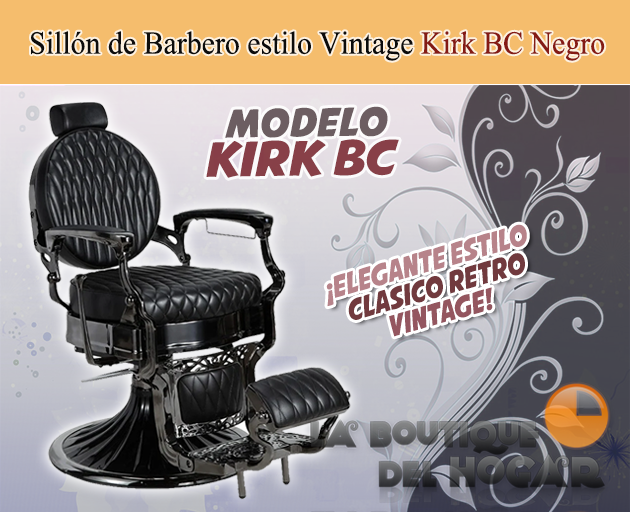 Sillón Clásico de Barbero hidráulico estilo Retro Vintage con reposapies integrado Modelo Kirk BC