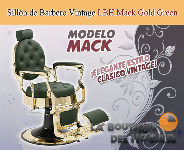 Sillón Clásico de Barbero hidráulico estilo Retro Vintage con reposapies integrado Modelo Mack