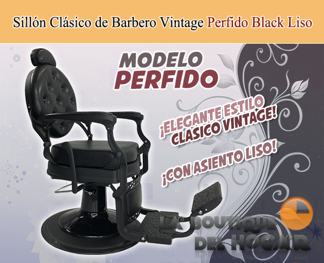 Sillón Clásico de Barbero hidráulico estilo Retro Vintage con reposapies integrado Modelo Perfido