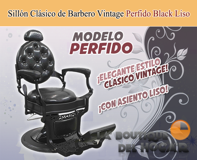 Sillón Clásico de Barbero hidráulico estilo Retro Vintage con reposapies integrado Modelo Perfido