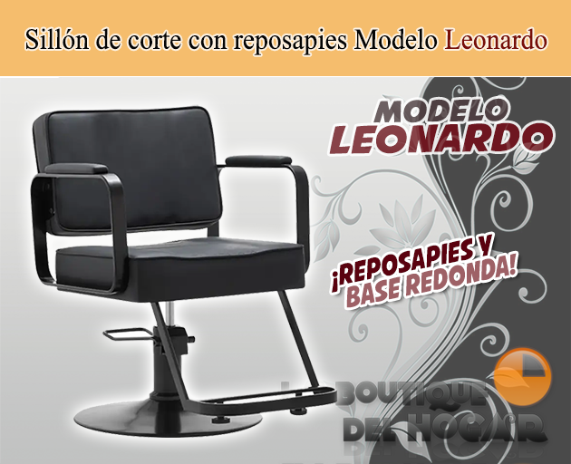 Sillón de Peluquería hidráulico con reposapiés metálico Modelo Leonardo