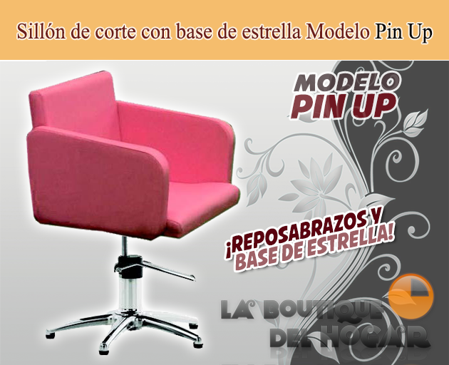 Sillón hidráulico de corte con base redonda y reposabrazos Modelo Pin Up