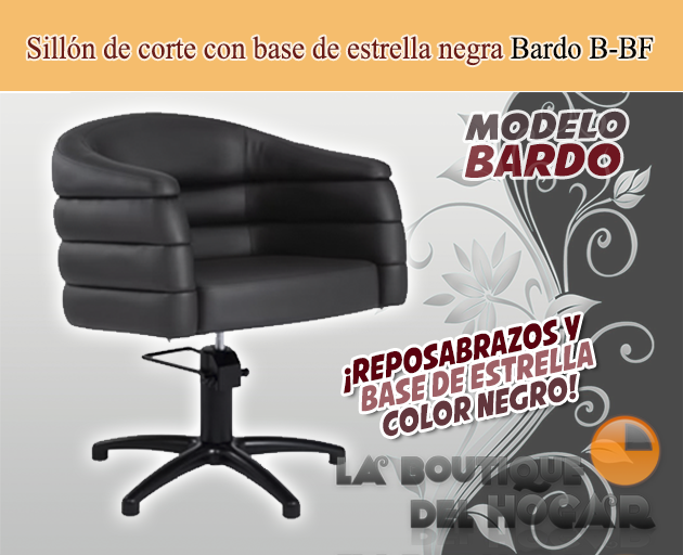 Sillón hidráulico de corte acolchado con base de estrella negra Modelo Bardo BF Negro