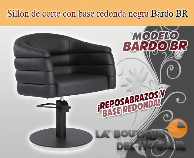 Sillón hidráulico de corte acolchado con base redonda negra Modelo Bardo BR Negro