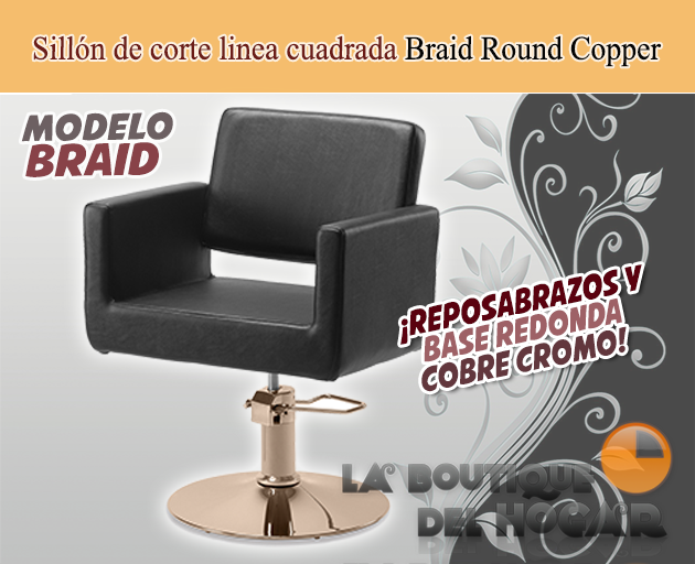 Sillón hidráulico de linea cuadrada con reposabrazos Braid Modelo RZC002