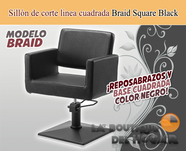 Sillón hidráulico de linea cuadrada con reposabrazos Braid Modelo RZC002