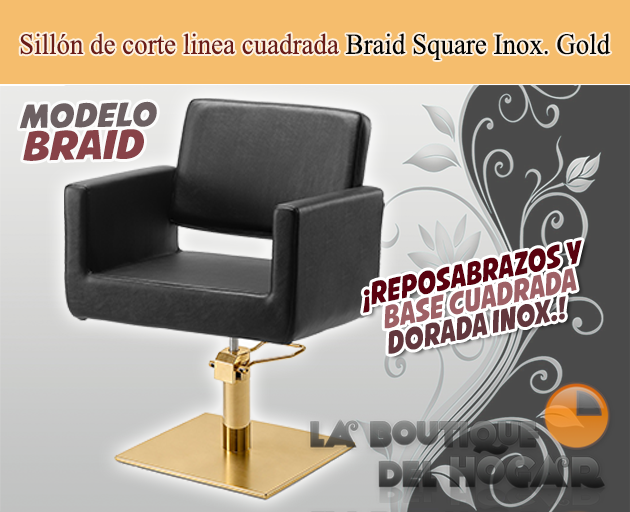 Sillón hidráulico de linea cuadrada con reposabrazos Braid Modelo RZC002