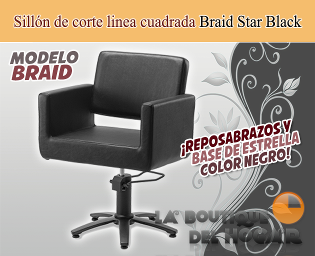 Sillón hidráulico de linea cuadrada con reposabrazos Braid Modelo RZC002