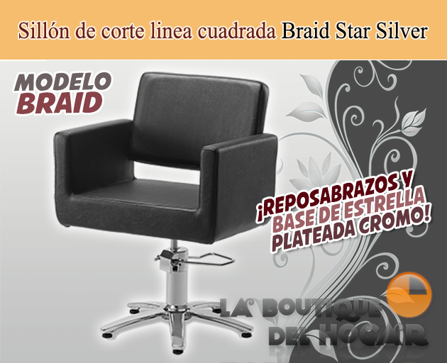 Sillón hidráulico de linea cuadrada con reposabrazos Braid Modelo RZC002