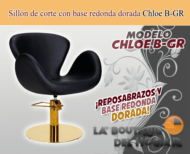 Sillón hidráulico de corte con base redonda y reposabrazos Modelo Chloe B-GR