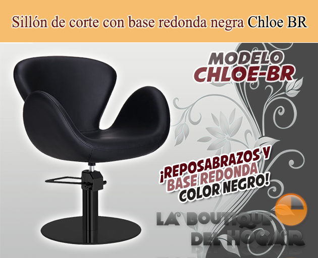 Sillón hidráulico de corte con base redonda y reposabrazos Modelo Chloe BR