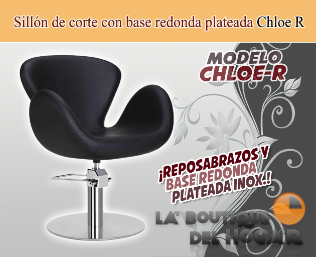 Sillón hidráulico de corte con base redonda y reposabrazos Modelo Chloe R