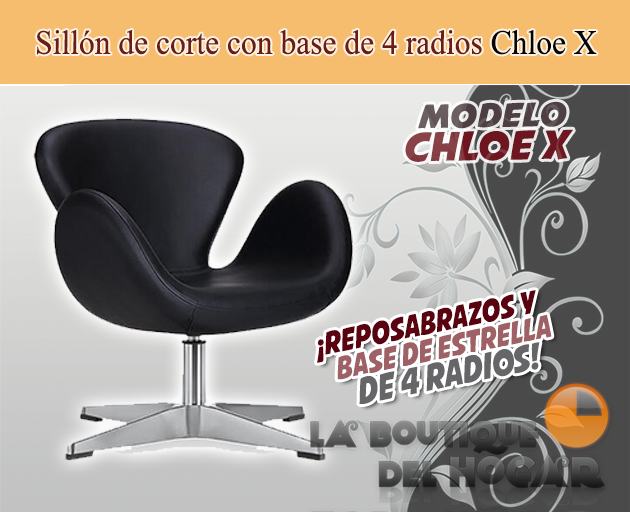 Sillón hidráulico de corte con base de estrella de 4 radios y reposabrazos Modelo Chloe X