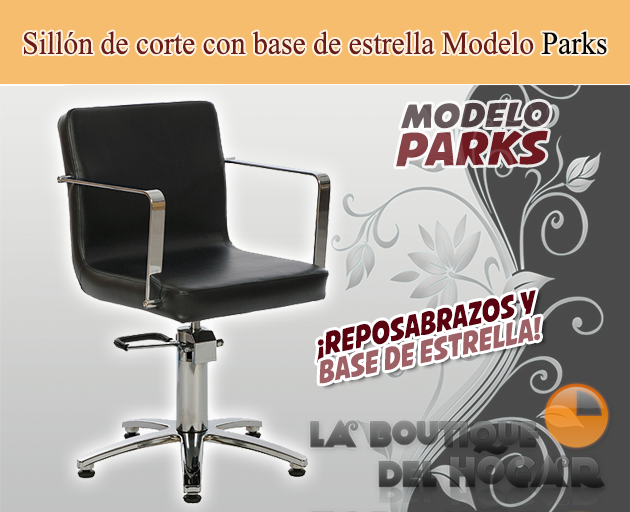 Sillón hidráulico de corte con base de estrella y reposabrazos cromados Parks