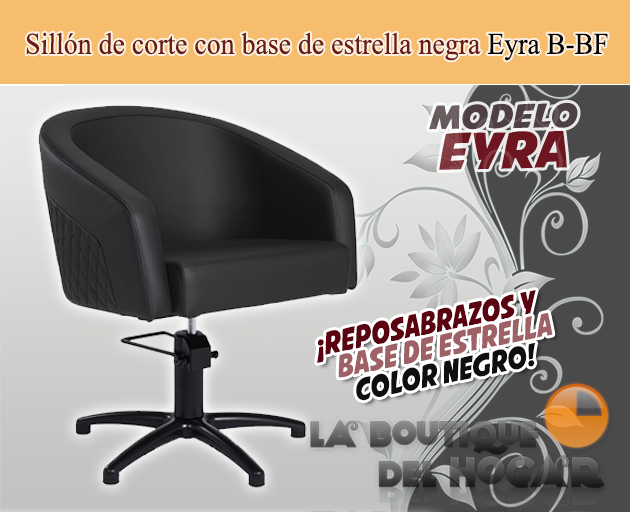 Sillón hidráulico de corte acolchado con base de estrella Modelo Eyra Negro