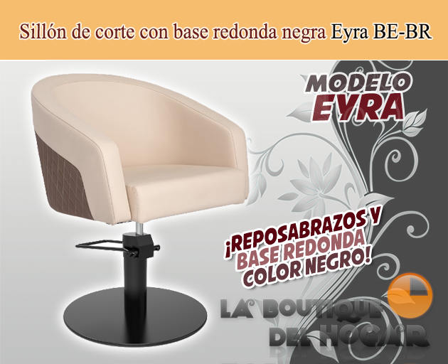 Sillón hidráulico de corte acolchado con base redonda negra Modelo Eyra Negro