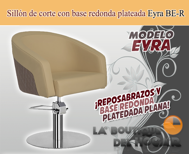 Sillón hidráulico de corte acolchado con base redonda plateada Modelo Eyra Negro