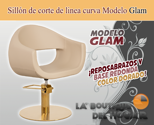 Sillón hidráulico de corte de linea curva con reposabrazos Modelo Glam
