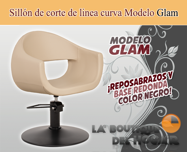 Sillón hidráulico de corte de linea curva con reposabrazos Modelo Glam