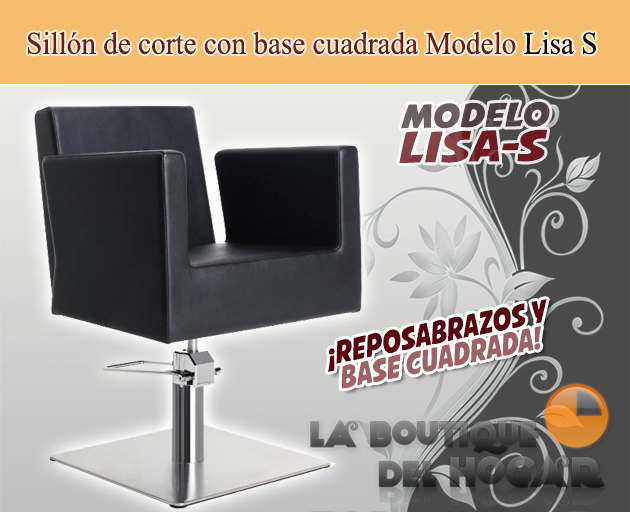 Sillón hidráulico de linea cuadrada con reposabrazos Lisa S