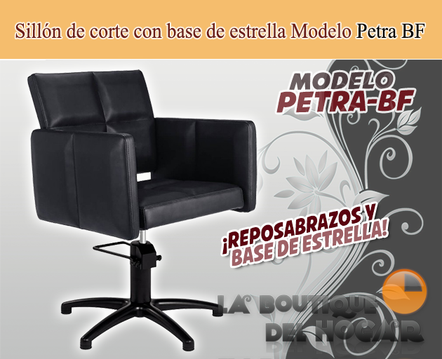 Sillón hidráulico de corte con base redonda y reposabrazos Modelo Petra R