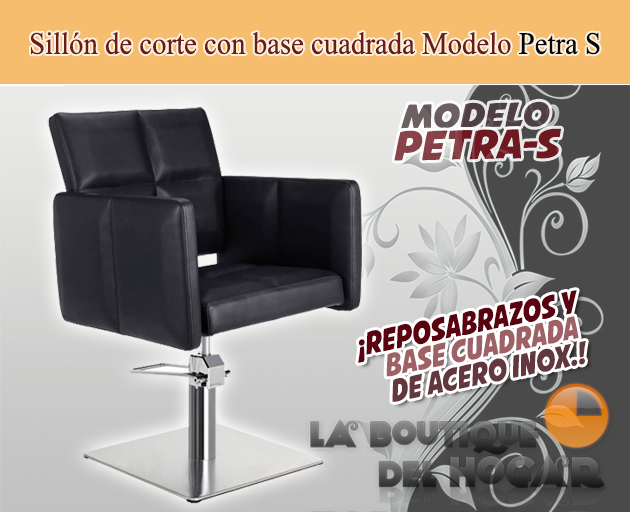Sillón hidráulico de corte con base cuadrada y reposabrazos Modelo Petra S