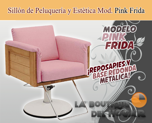 Sillón de Peluquería hidráulico con reposapiés metálico Modelo Pink Frida