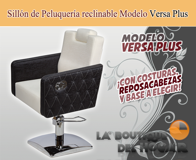 Sillón hidráulico de corte con costuras y reposabrazos Modelo Versa Plus Marrón Wengal