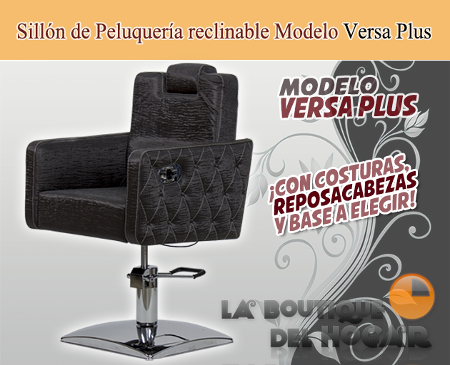 Sillón hidráulico de corte con costuras y reposabrazos Modelo Versa Plus Marrón Wengal