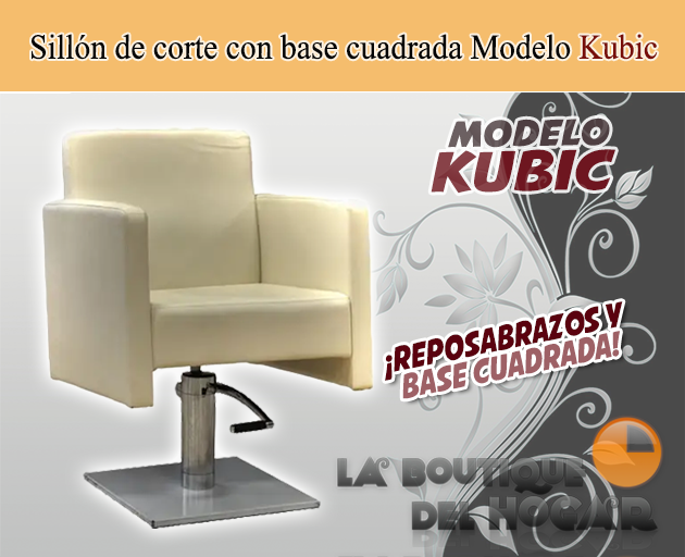 Sillón hidráulico de corte de linea cuadrada con reposabrazos Modelo Kubic
