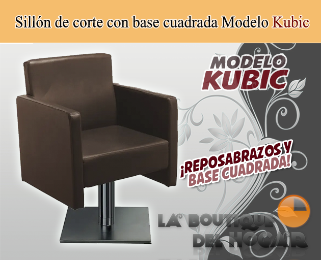 Sillón hidráulico de corte de linea cuadrada con reposabrazos Modelo Kubic