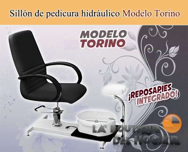 Sillón de manicura y pedicura hidráulico con reposapies Modelo Torino Negro