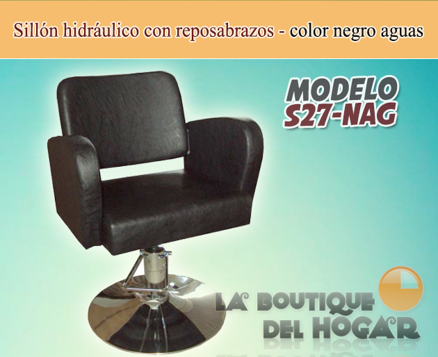 Sillón hidráulico con reposabrazos Modelo S27 - color negro aguas