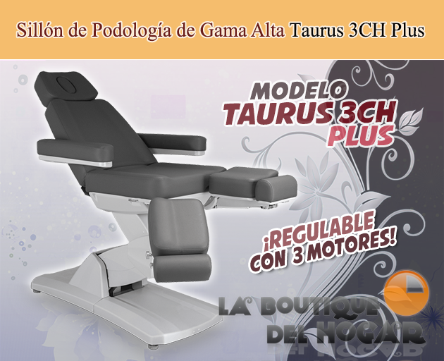 Sillón Podología Gama Alta de 3 motores con agujero facial Modelo Taurus 3CH Plus Negro