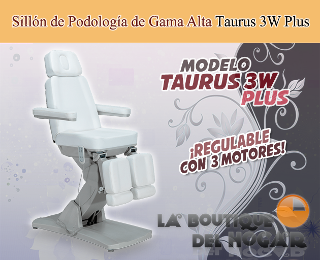 Sillón Podología Gama Alta de 3 motores con agujero facial Modelo Taurus 3W Plus Blanco