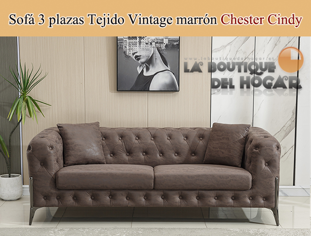 Sofá de diseño de 3 plazas Tejido Linen blanco Modelo Chester Cindy