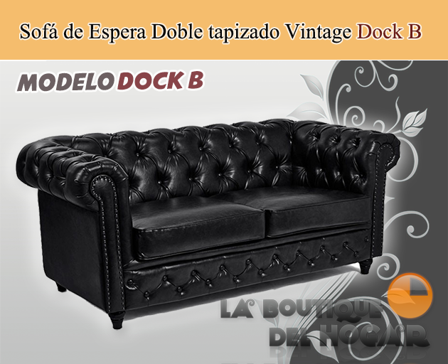Sofá De Espera Doble Vintage Modelo Dock Negro