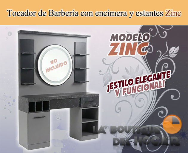 Tocador de Barbería Vintage con Encimera Modelo Zinc