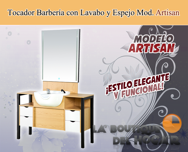 Tocador de Barbería Vintage con Lavacabezas Modelo Artisan