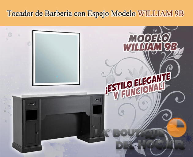 Tocador de Barbería Vintage con encimera Modelo WILLIAM 9B